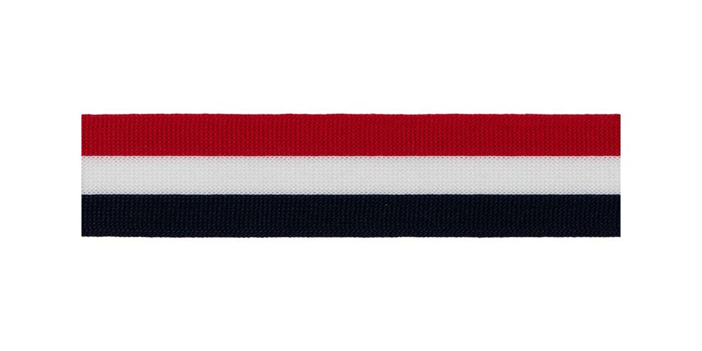 Тесьма декоративная "BLITZ" лампасная 25мм — 01 т.синий/белый/красный