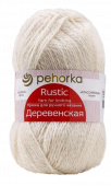 Пряжа Деревенская (100% шерсть), Пехорка, 001 белый