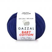 Пряжа Gazzal “Baby Cotton", 50г/165м-3438 т.синий- моток