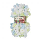 Пряжа ARACHNA &laquo;BABY LAZY&raquo;, 100г/8.5м 06 белый-св.голубой-голубой-салатовый