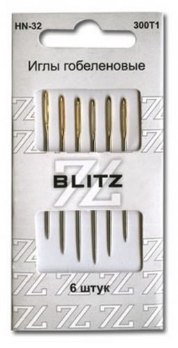 Иглы для шитья с большим ушком, 6шт.в блистере, HN-32