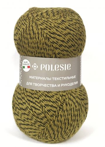 Пряжа Polesie Фаворит NEW 100г/385м — черный+зел.олива