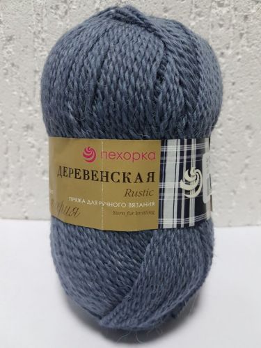 Пряжа Деревенская (100% шерсть), цвет серо-голубой (039), Пехорка