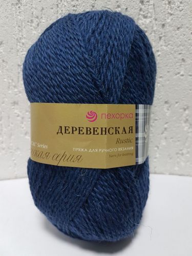 Пряжа Деревенская (100% шерсть), Пехорка, 255 джинсовый