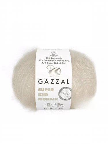 Пряжа Gazzal Super Kid Mohair, 25г/237м — 64436 св.беж Пряжа Gazzal Super Kid Mohair, 25г/237м — 64436 св.беж