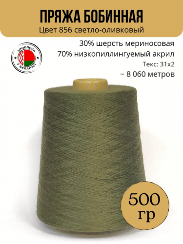Пряжа слонимская бобинная цвет 856 св.оливковый