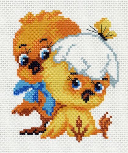 Вышивка 0932 - Цыплята (канва с рисунком)