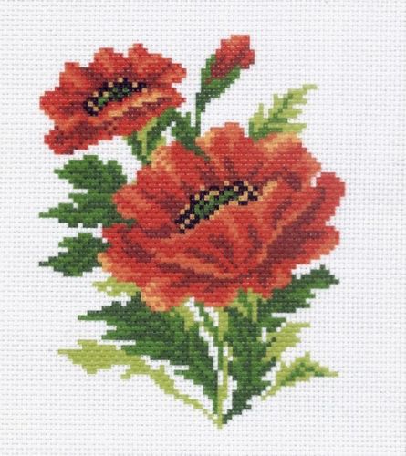 Ткань с рисунком Натюрморты, цветы, пейзажи 0636-1 Г - Маки