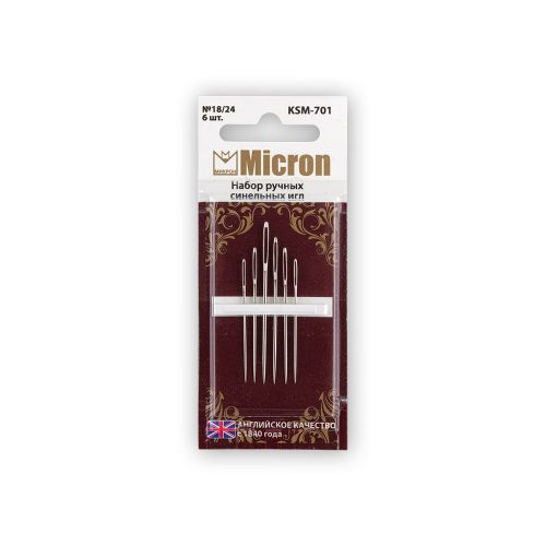 KSM-701 Иглы для шитья ручные "Micron" набор синельных игл в блистере 6 шт. 18/24