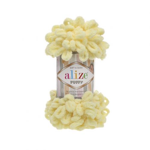Пряжа Alize Puffy, 100гр/9,2м, 13 светло-желтый