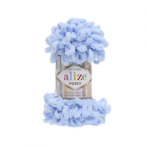 Пряжа Alize Puffy, 100гр/9,2м, 183 голубой светлый