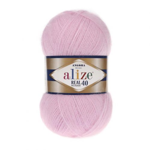 Пряжа Alize Angora Real 40, 100гр/480м, 185 светло-розовый