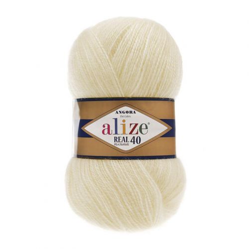 Пряжа Alize Angora Real 40, 100гр/480м, 01 кремовый Пряжа Alize Angora Real 40, 100гр/480м, 01 кремовый