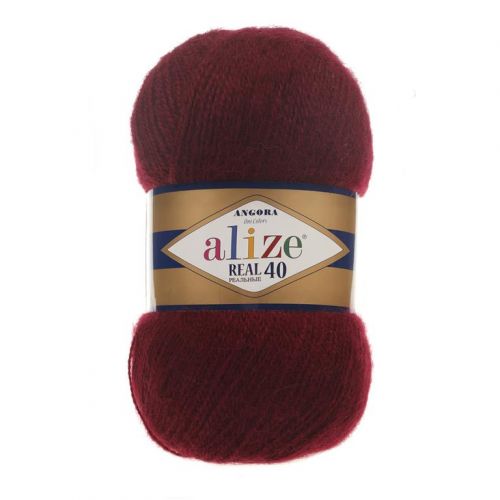 Пряжа Alize Angora Real 40, 100гр/480м, 57 бордовый