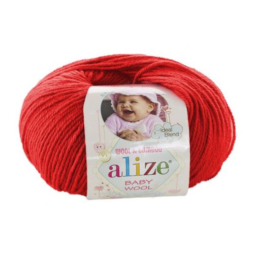 Пряжа Alize Baby wool, 50гр/175м, 56 красный