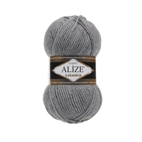 Пряжа Alize Lanagold 240, 100гр/240м, 21 серый меланж