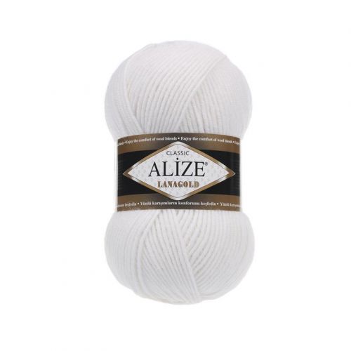 Пряжа Alize Lanagold 240, 100гр/240м, 55 белый Пряжа Alize Lanagold 240, 100гр/240м, 55 белый