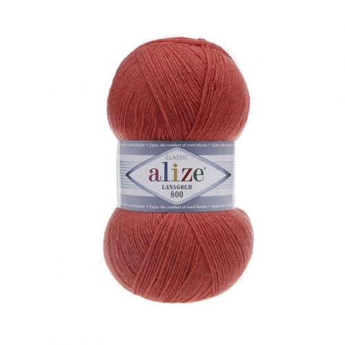 Пряжа Alize Lanagold 800, 100гр/800м, 154 коралловый