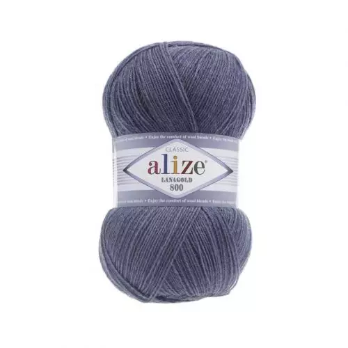 Пряжа Alize Lanagold 800, 100гр/800м, 203 джинс меланж