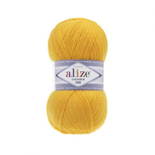 Пряжа Alize Lanagold 800, 100гр/800м, 216 желтый Пряжа Alize Lanagold 800, 100гр/800м, 216 желтый
