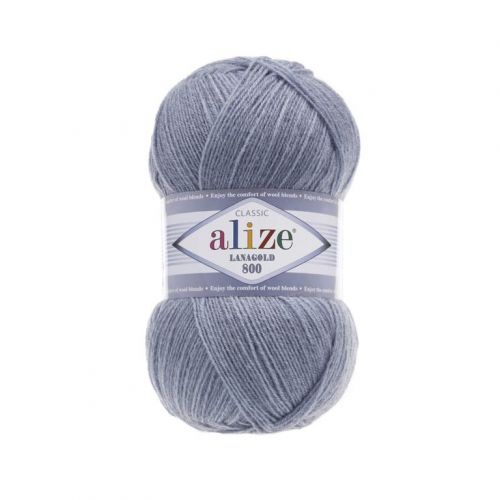 Пряжа Alize Lanagold 800, 100гр/800м, 221 светлый джинс меланж Пряжа Alize Lanagold 800, 100гр/800м, 221 светлый джинс меланж