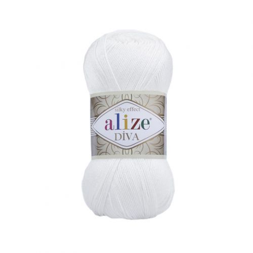 пряжа Alize Diva, 100гр/350м, 55 белый пряжа Alize Diva, 100гр/350м, 55 белый