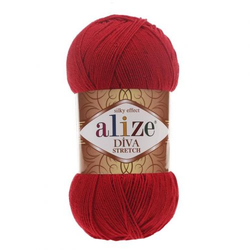пряжа Alize Diva Stretch, 100гр/400м, 106 красный