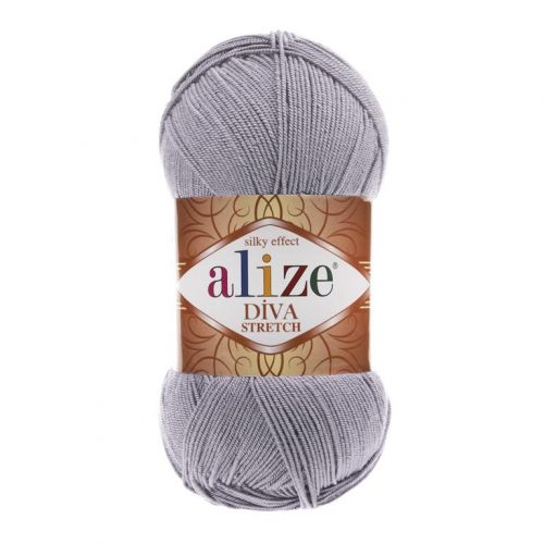 пряжа Alize Diva Stretch, 100гр/400м, 253 серебро пряжа Alize Diva Stretch, 100гр/400м, 253 серебро