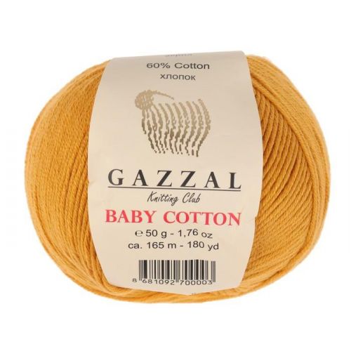 Пряжа Gazzal Baby Cotton, 50гр/165м, 3447 горчица