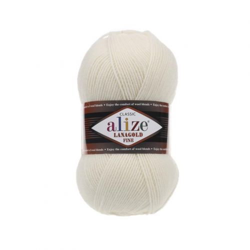 Пряжа Alize Lanagold Fine, 100гр/390м, 62 молочный