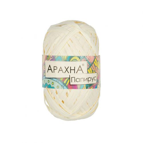 Пряжа ARACHNA "Papyrus" 100% целлюлоза 10 х 40 г ± 3 г 50 м ± 4 м, 01 молочный