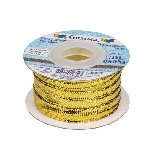 GDL-060M, Тесьма 5 - 6 мм, металлизированная "Gamma" отделочная