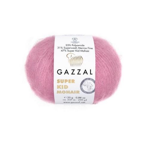 Пряжа Gazzal Super Kid Mohair New, 25г/237м — 64412 розовый