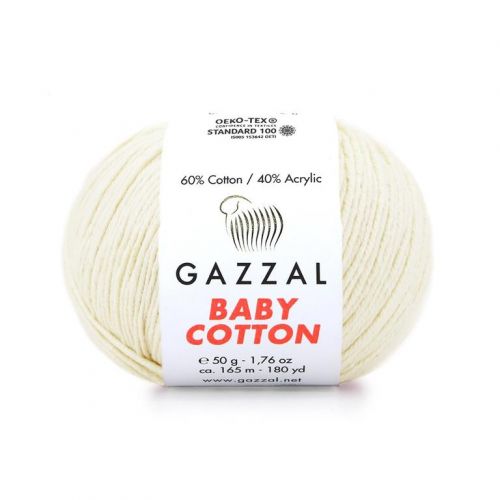 Пряжа Gazzal “Baby Cotton", 50г/165м — 3437 слоновая кость моток