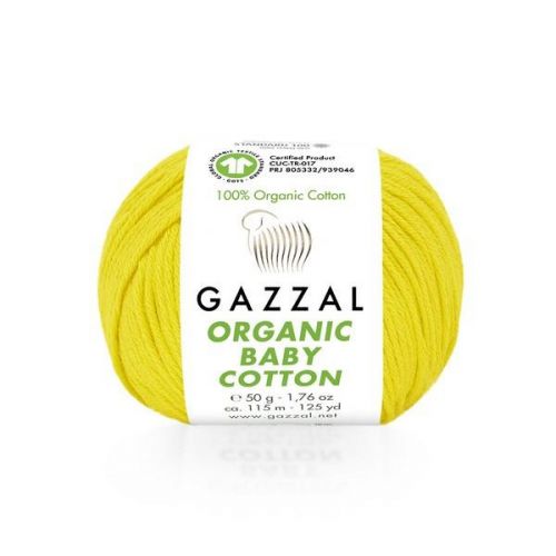 Пряжа Organic Baby Cotton(Gazzal), цвет лимонный (420)