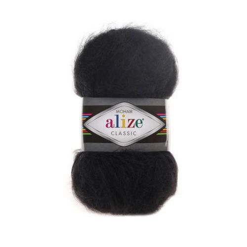 Пряжа Alize "Mohair Classic", 100г/200м — 60 черный