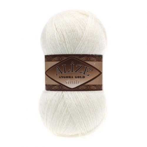Пряжа Alize «ANGORA GOLD SİMLİ», 100г/500м — 62 молочный