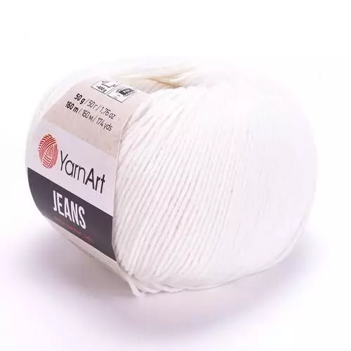 Пряжа YarnArt “Jeans", 50г/160м 01 белый