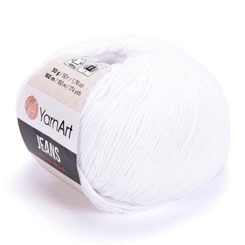Пряжа YarnArt “Jeans", 50г/160м 62 белоснежный