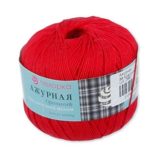 Пряжа Пехорка “Ажурная", 50г/280м 088 красный мак