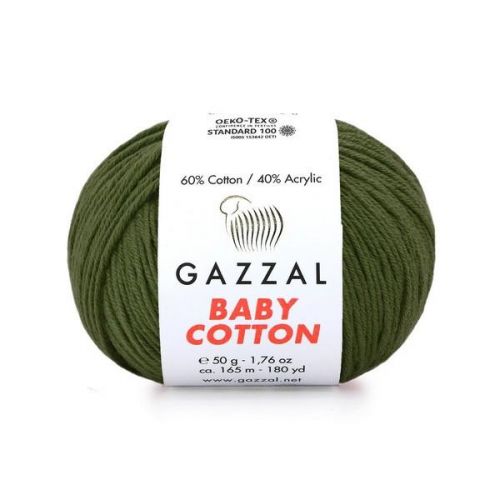 Пряжа Gazzal “Baby Cotton", 50г/165м 3463 зеленый
