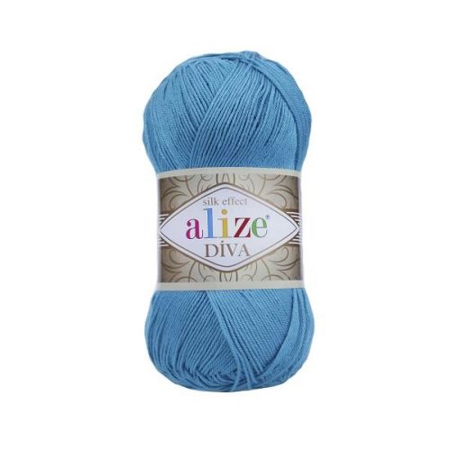 Пряжа Alize “Diva", 100г/350м — 245 голубой сочи Пряжа Alize “Diva", 100г/350м — 245 голубой сочи