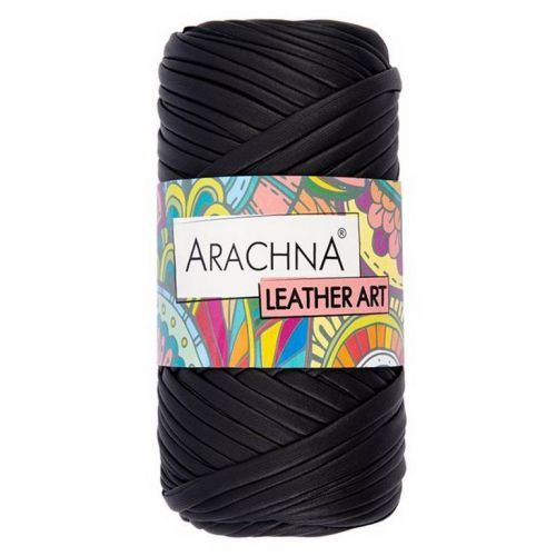 Пряжа ARACHNA "LEATHER  ART" 160г/50 м 01 ЧЕРНЫЙ