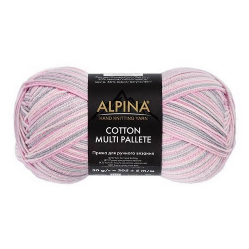 Пряжа ALPINA COTTON MULTI PALLETE 50г/205м 06 св.серый-св.розовый-лиловый