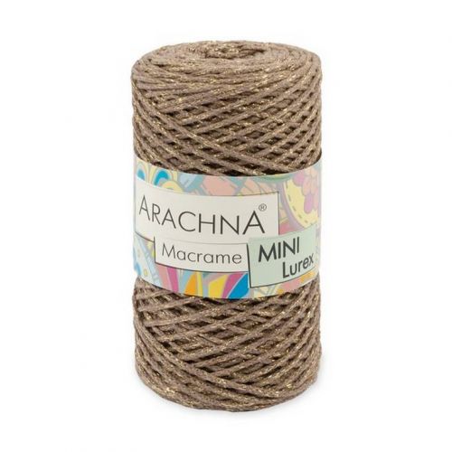 Пряжа Arachna "Macrame Mini Lurex", 250г/200м 26 св.коричневый-золото