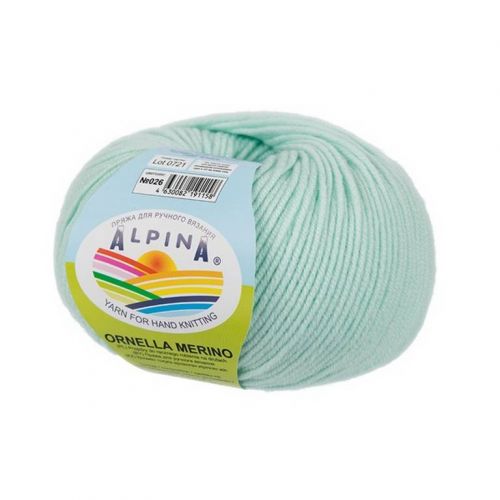 Пряжа ALPINA "ORNELLA MERINO" 50г/125м 026 мятный