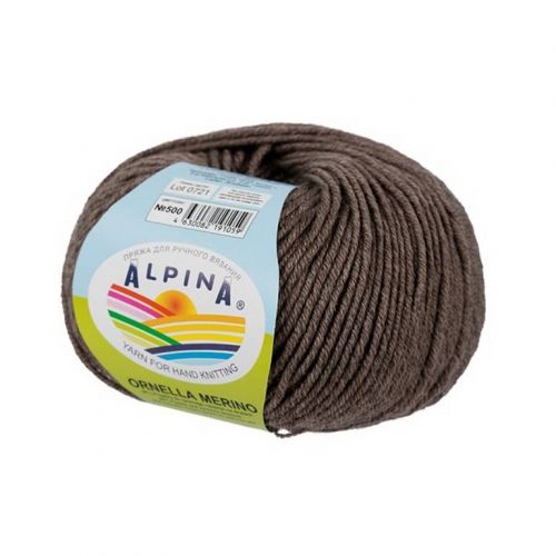 Пряжа ALPINA "ORNELLA MERINO" 50г/125м 500 св.коричневый