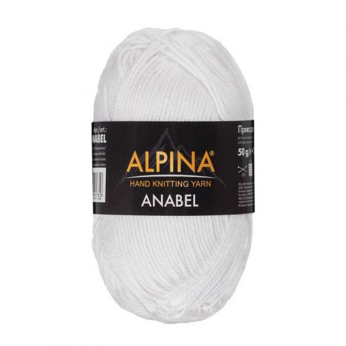 Пряжа Alpina Anabel, цвет белый (002)