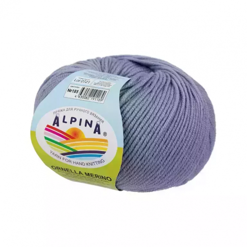 Пряжа ALPINA "ORNELLA MERINO" 50г/125м 185, св.сиреневый