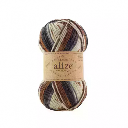 Пряжа Alize "WOOLTIME", 100г/200м 11024, секц: коричневый